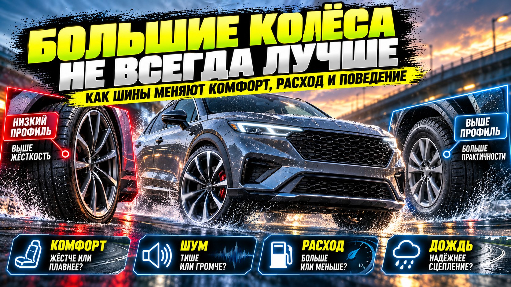 Почему большие колёса не всегда лучше: как шины меняют комфорт, расход и поведение автомобиля