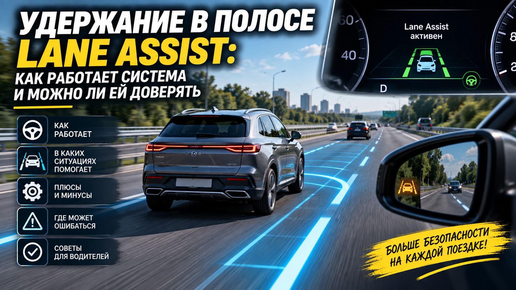 Удержание в полосе Lane Assist: как работает система и можно ли ей доверять