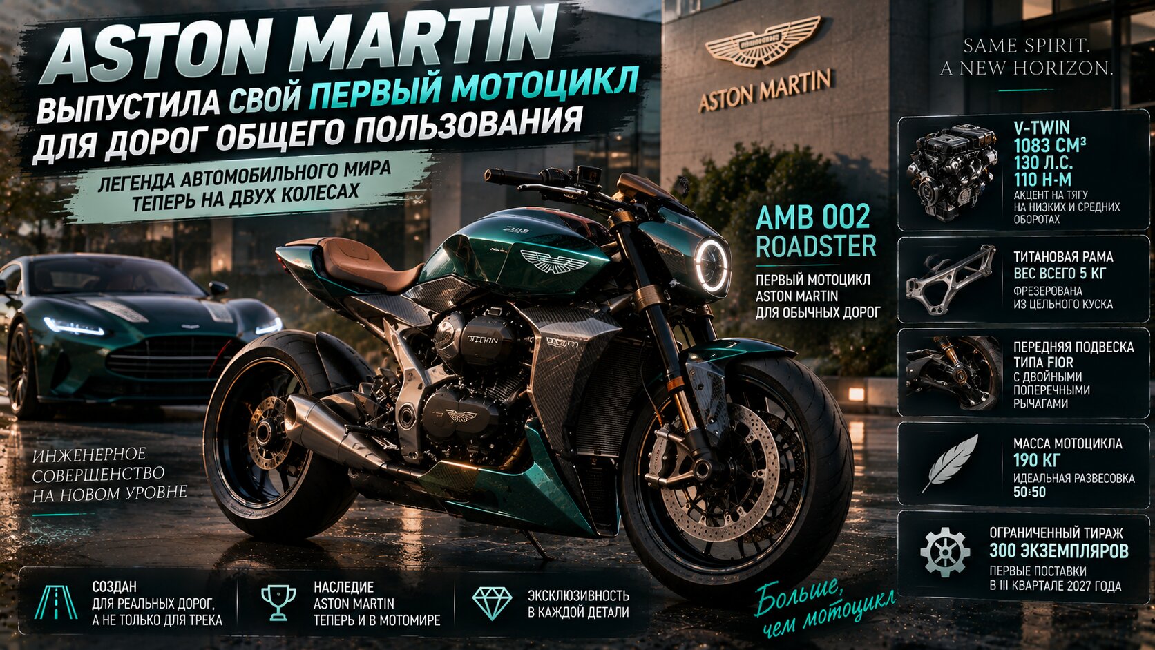Aston Martin выпустила свой первый мотоцикл для дорог общего пользования