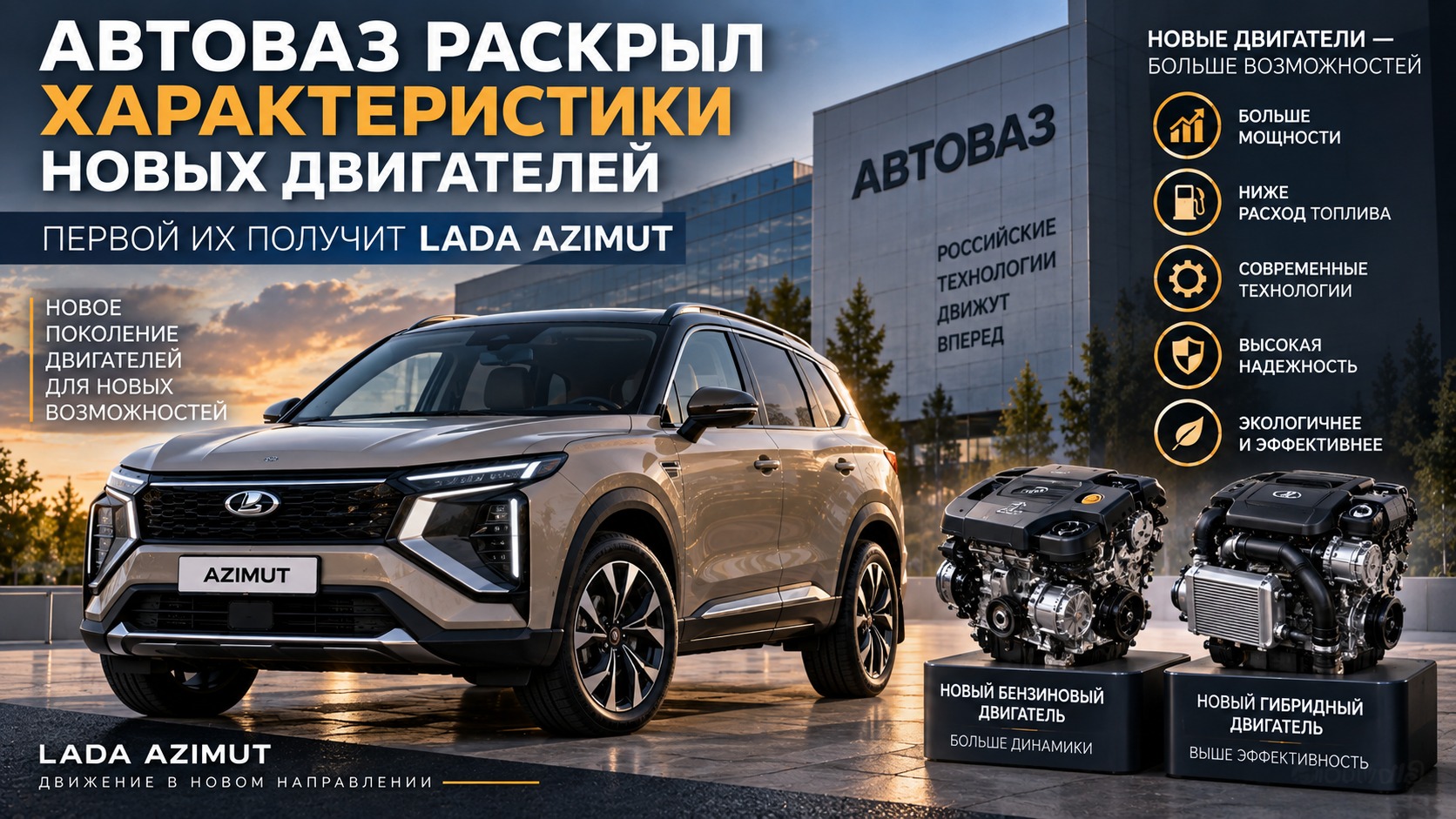 АвтоВАЗ раскрыл характеристики новых двигателей — первой их получит Lada Azimut