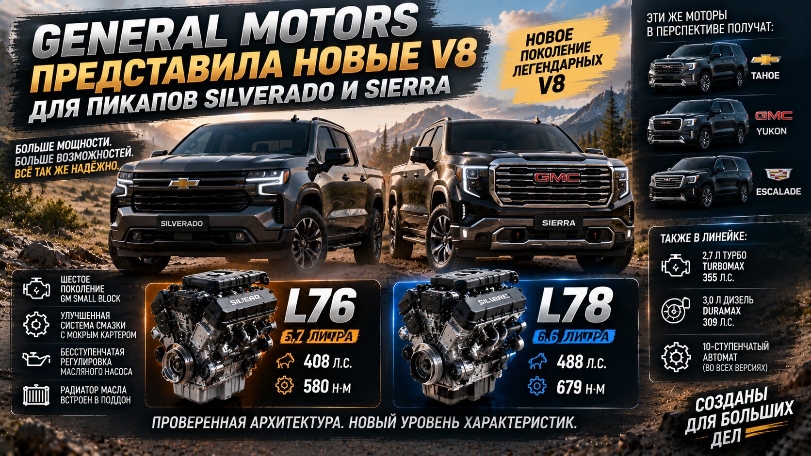 General Motors представила новые V8 для пикапов Silverado и Sierra