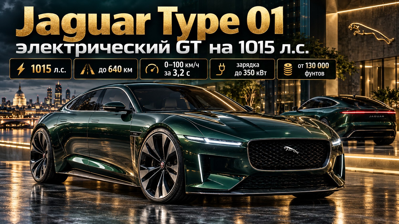 Jaguar представил Type 01: электрический GT мощностью более 1000 л.с. и запасом хода до 640 км