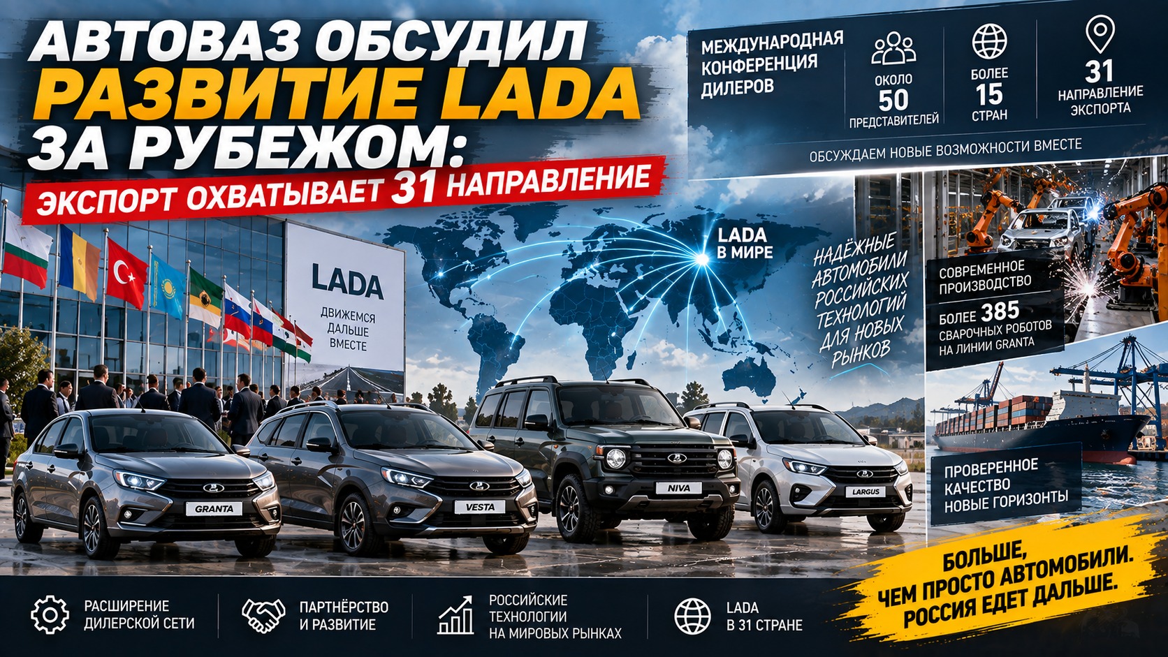 АВТОВАЗ обсудил развитие Lada за рубежом: экспорт охватывает 31 направление