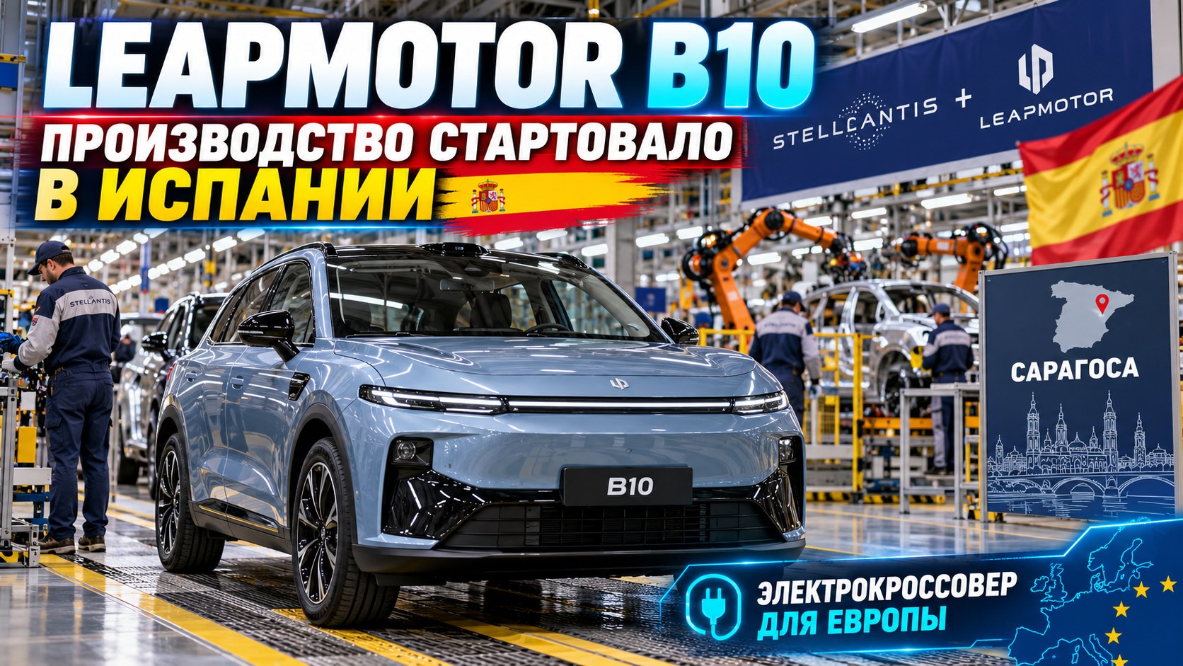 Leapmotor B10 начали выпускать в Испании: Stellantis и Leapmotor запустили производство в Сарагосе