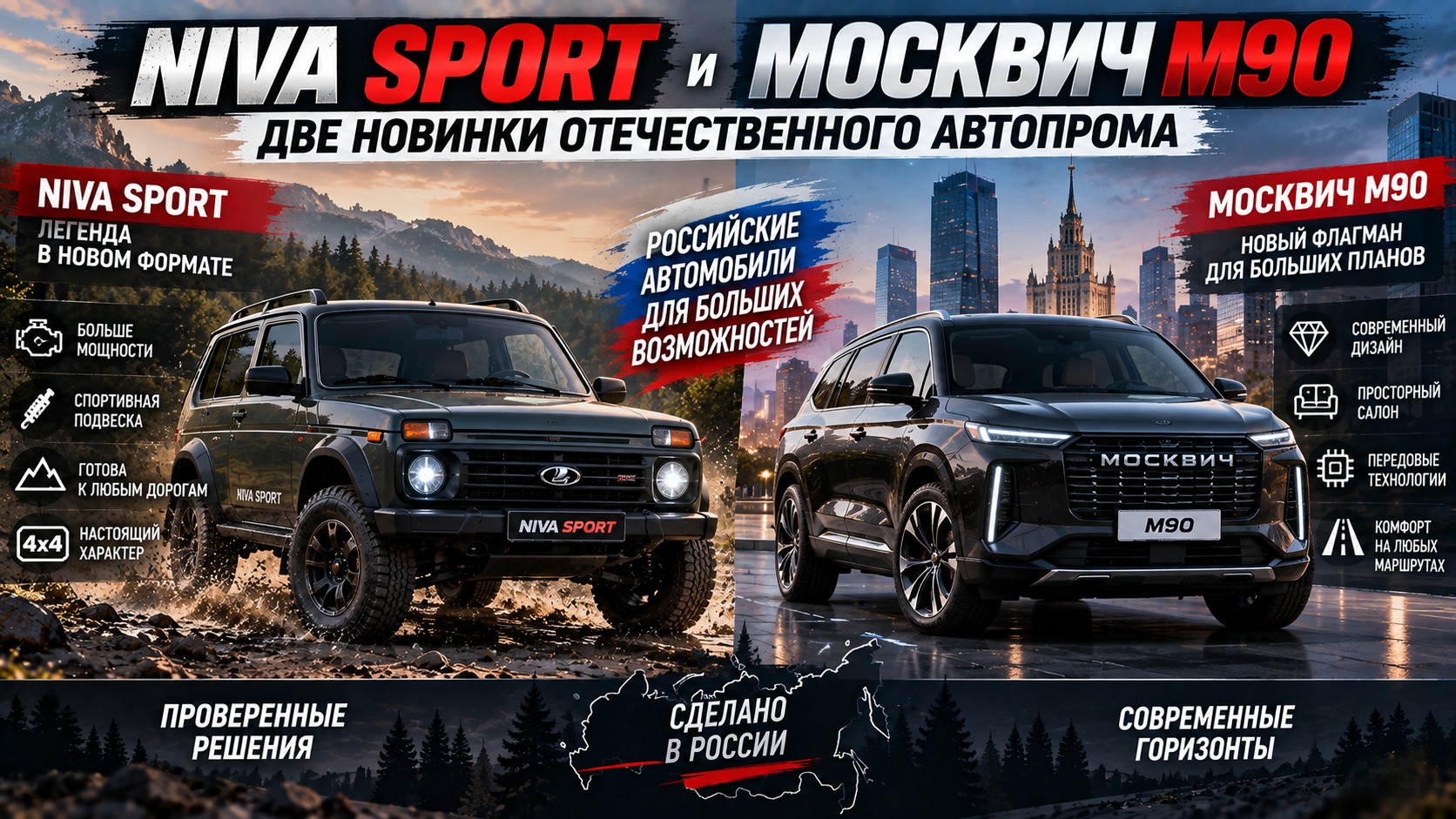 Niva Sport и флагманский «Москвич» M90: две новинки отечественного автопрома