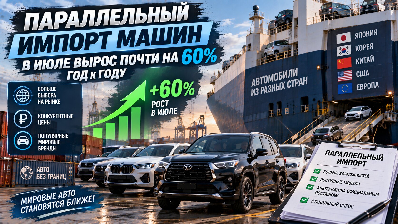 Параллельный импорт машин в июле вырос почти на 60% год к году