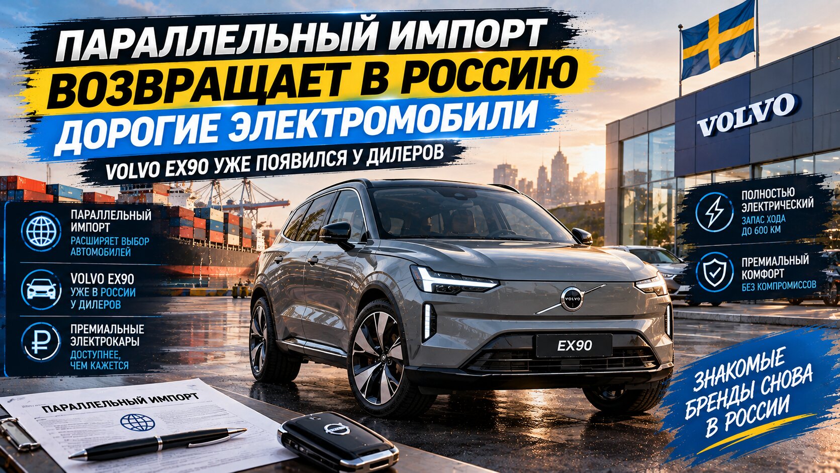 Параллельный импорт возвращает в Россию дорогие электромобили: Volvo EX90 уже появился у дилеров
