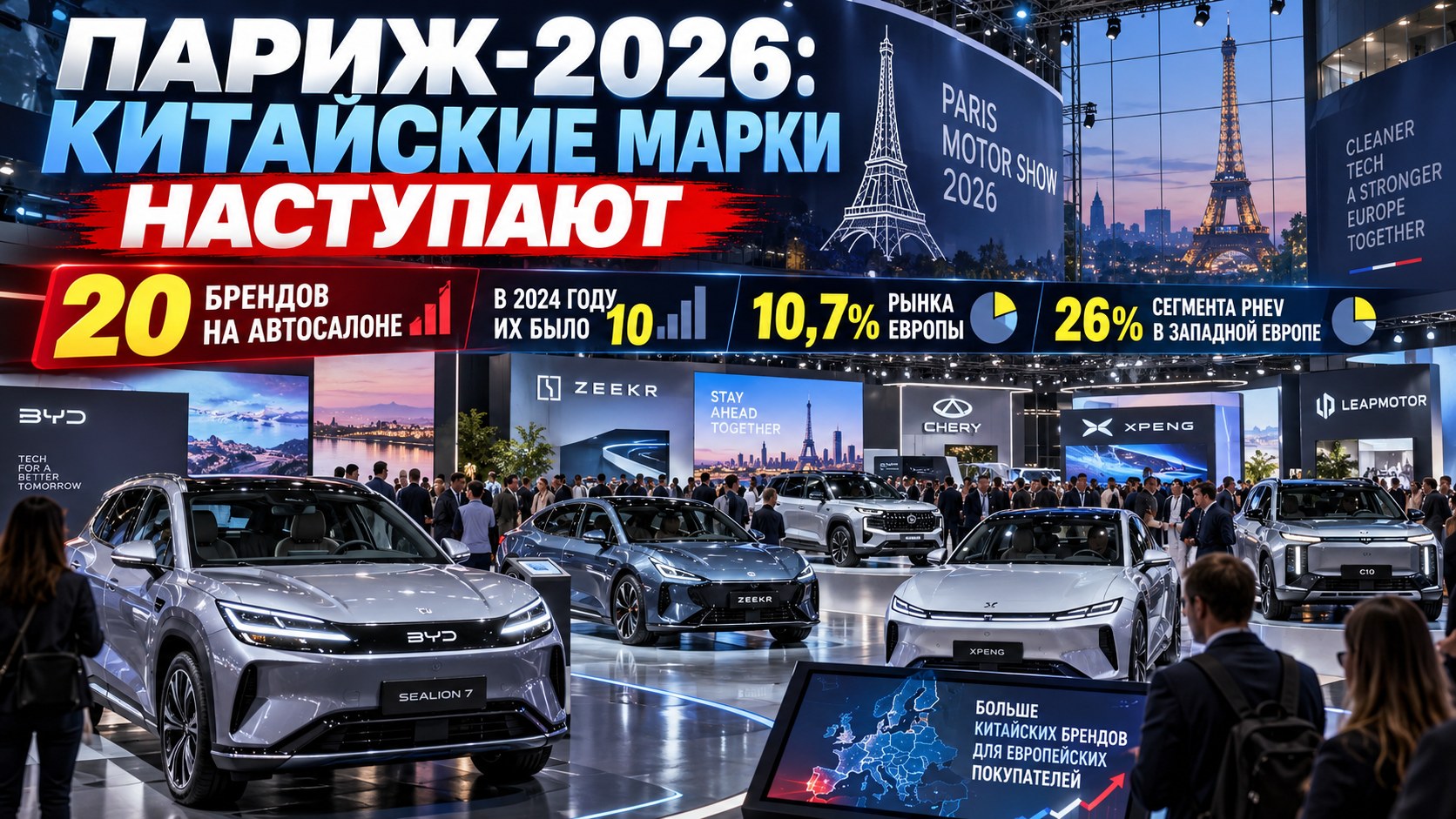 Китайские марки заполнили Парижский автосалон: рекордные 20 брендов против 10 два года назад