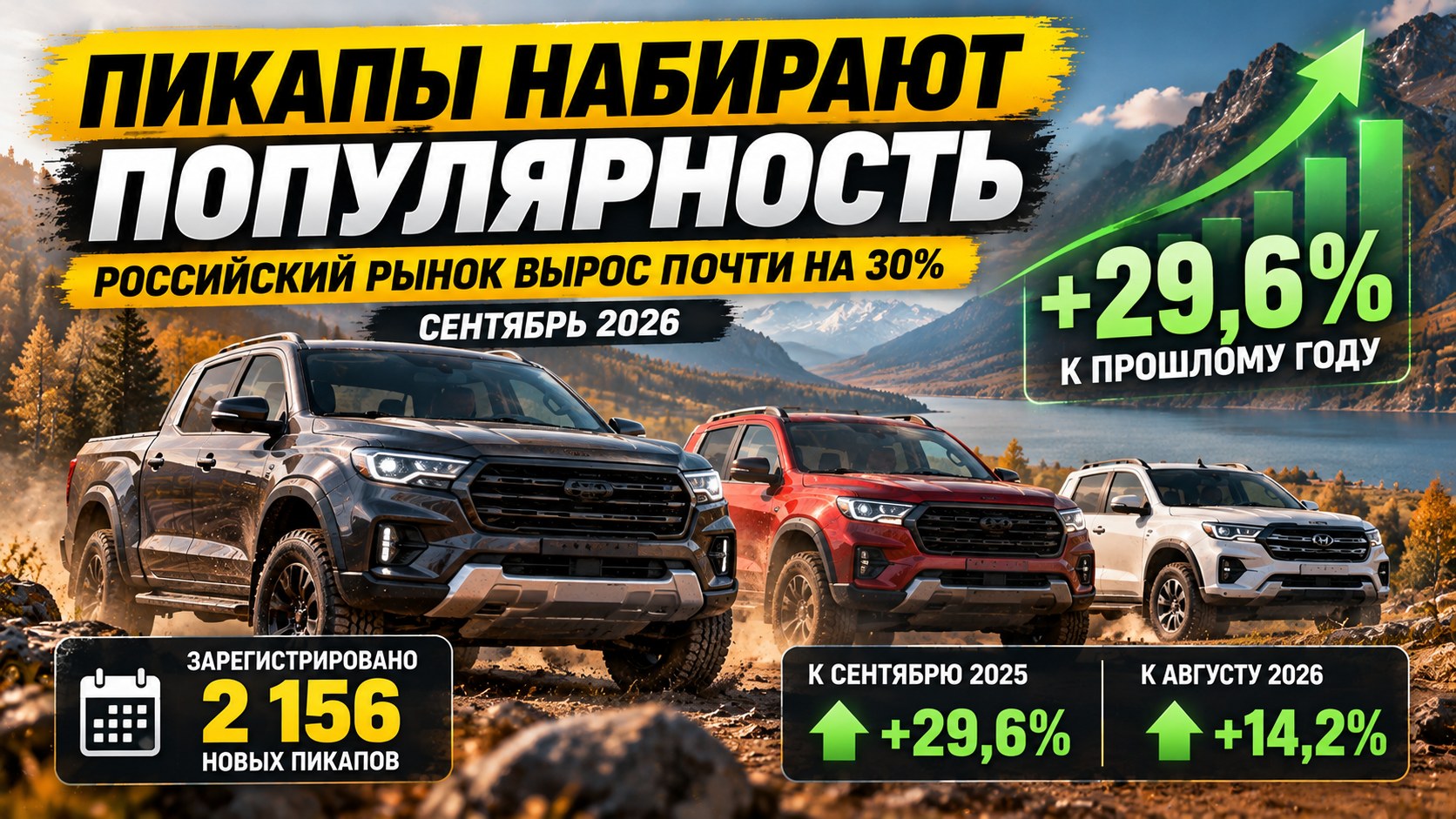 Пикапы набирают популярность: российский рынок вырос почти на 30% за сентябрь
