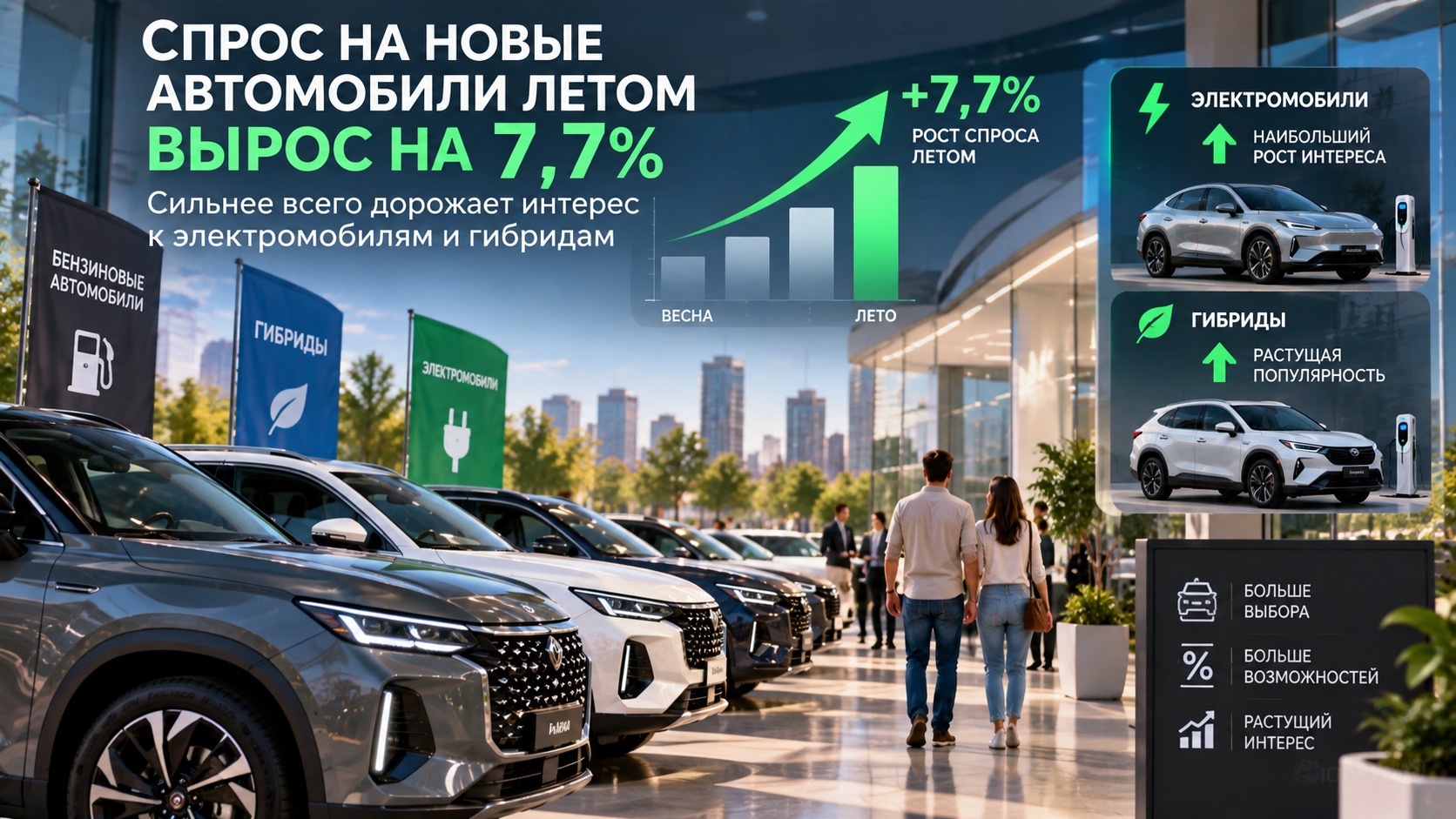 Спрос на новые автомобили летом вырос на 7,7% — сильнее всего дорожает интерес к электромобилям и гибридам